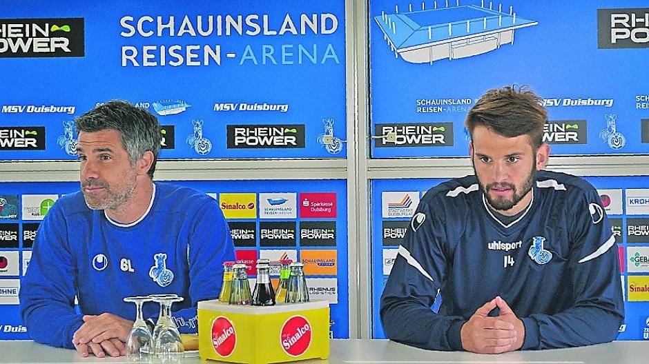 Voll fokussiert auf Münster: Gino Lettieri und Tim Albutat heute bei der Pressekonferenz.