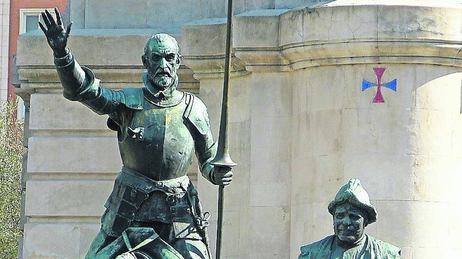 Legendär: Der eingebildete Ritter Don Quijote und sein treuer Knappe Sancho Pansa stehen als eherne Wahrzeichen in Madrid. Nun studiert das Kresch-Theater eine aktualisierte Version des spanischen Nationalepos ein.