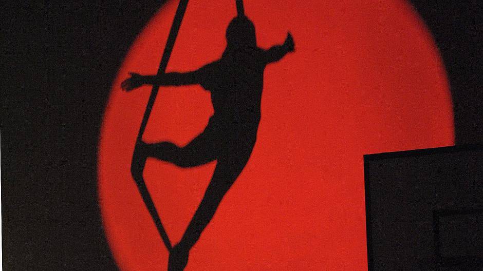 Und das Publikum konnte neben der Artistin auch gleich das Schattenbild extragroß...