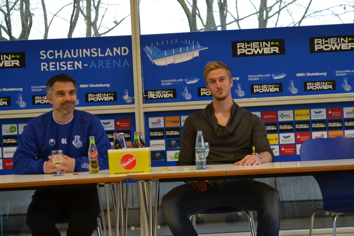 Gino Lettieri und Thomas meißner bei der heutigen Pressekonferenz vor dem Regensburg-Spiel