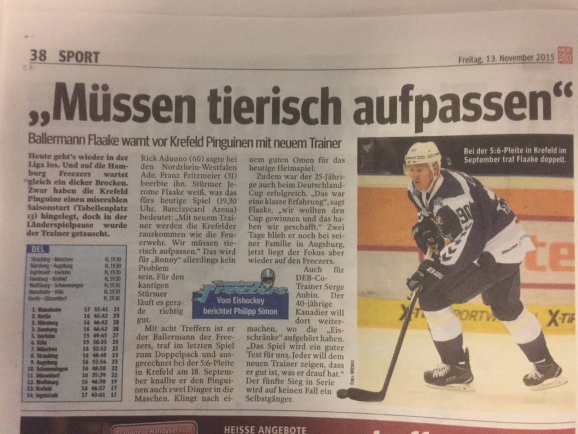 Die Krefeld Pinguine bereiten sich auf das Abendspiel gegen Hamburg vor / Der Extra-Tipp ist vor Ort: Es kribbelt bei Schwarz-Gelb