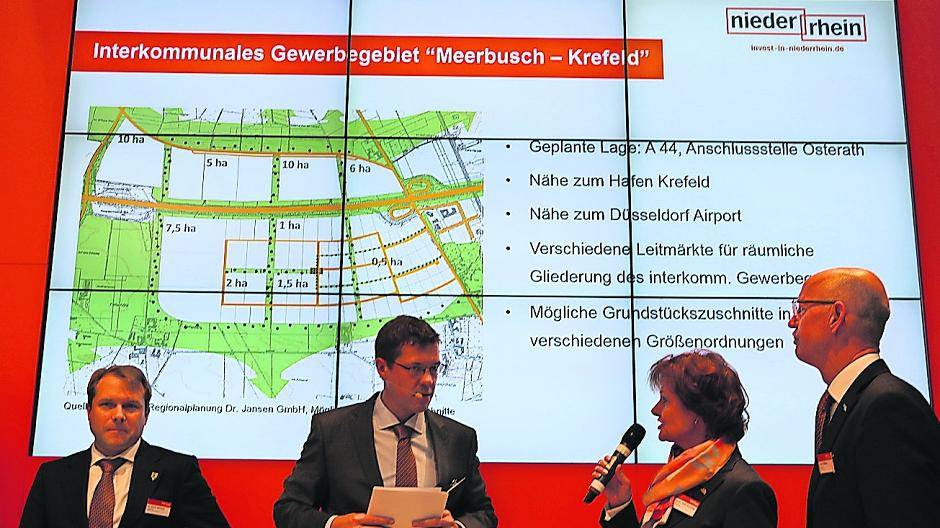  „Wirtschaftsgeografisch exzellente Lage“: Meerbuschs Bürgermeisterin Angelika Mielke-Westerlage stellte das geplante Gewerbegebiet auf der ExpoReal vor. 