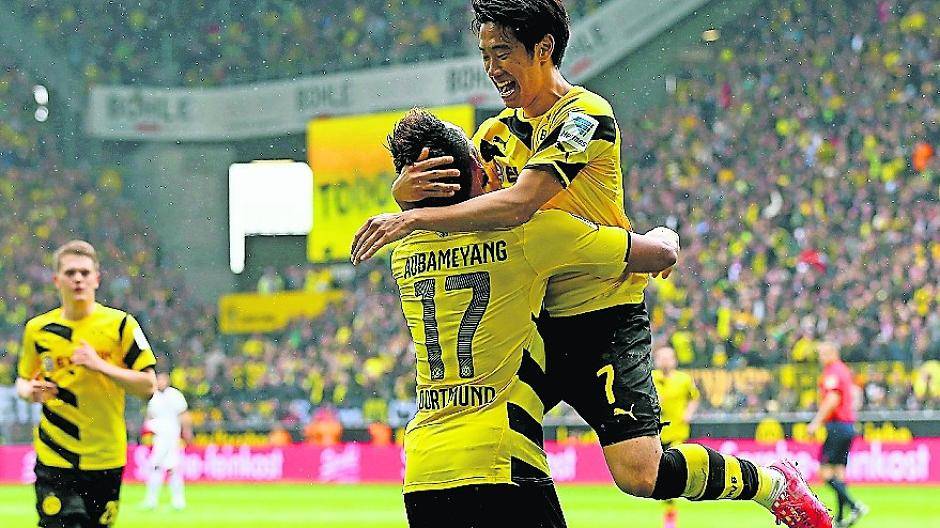  Wegen diesen beiden Torschützen darf der BVB wieder von Europa träumen: Pierre-Emerick Aubameyang und Shinji Kagawa. 