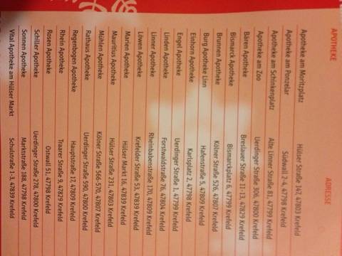  Hier die Liste der teilnehmenden Apotheken 