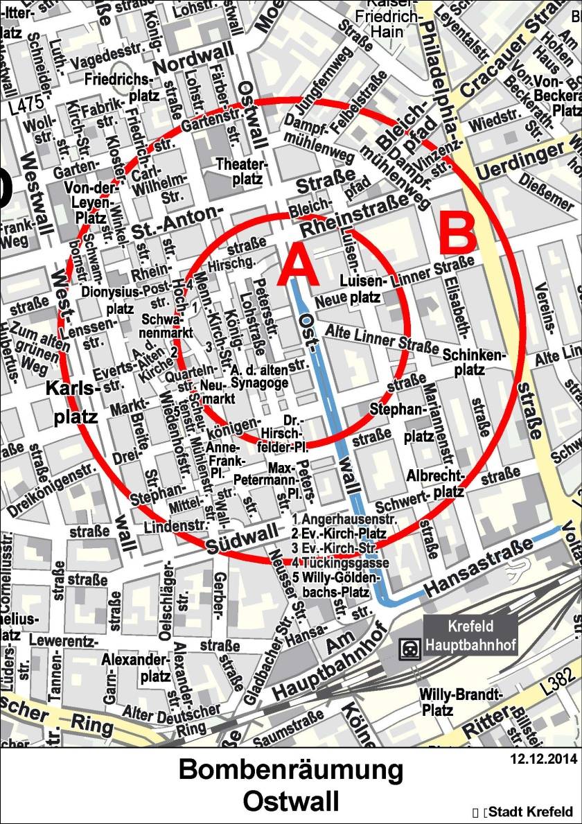 Entschärfung heute um 21 Uhr: Bombenfund: Evakuierungen am Ostwall
