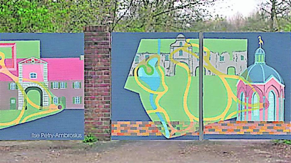  So soll es zukünftig aussehen, das Tor an der B 222 von Haus Meer. Gestaltet wurde es von der Meerbuscher Künstlerin Ilse Petry-Ambrosius. 