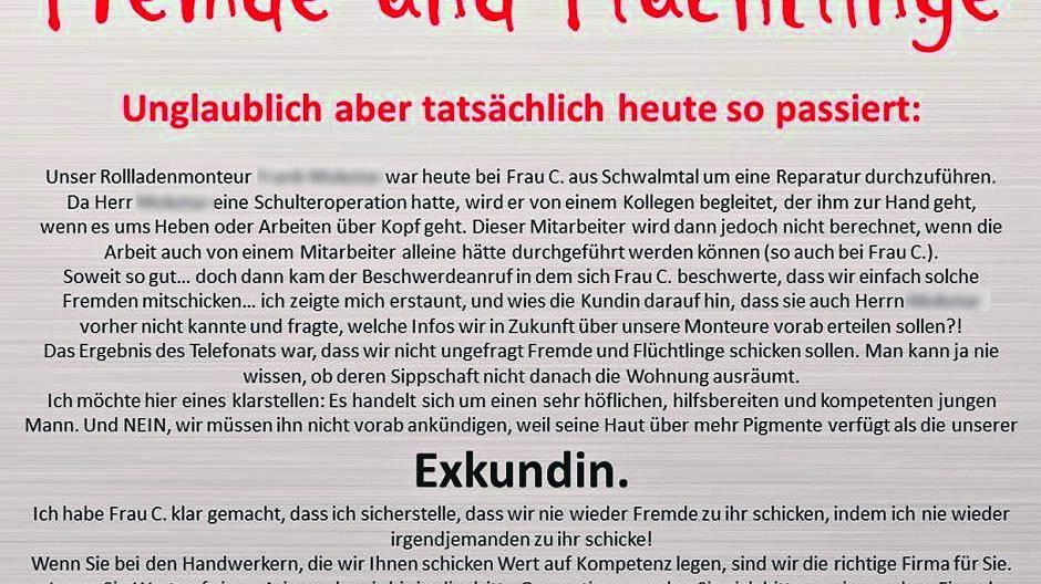  Dieser Facebook-Post von Rolladen Müllers ging diese Woche „durch die Decke“ - er wurde über 17 000 mal geteilt und mehrere Hunderttausend mal gelesen. 