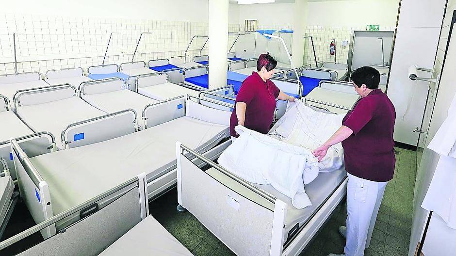  Alles gut verpackt: Allein 106 Betten mussten beim Umzug des St. Cornelius-Hospitals nach Viersen transportiert werden. 