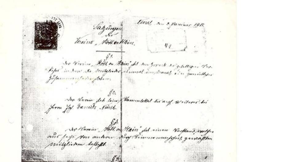 Die Gründungsurkunde von Kött on Kleen in Nierst.