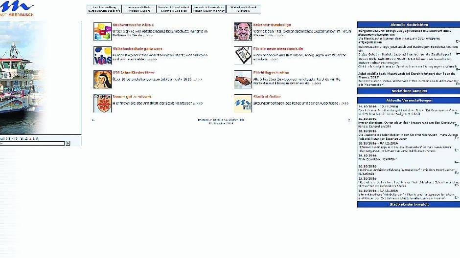  So sieht sie momentan aus, die Internetseite der Stadt Meerbusch. Jetzt soll ein Facelift her. 