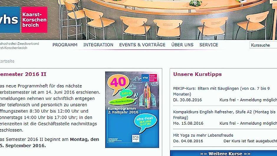  Die Webseite der VHS Kaarst-Korschenbroich wurde überarbeitet, außerdem ist eine App in Planung. 