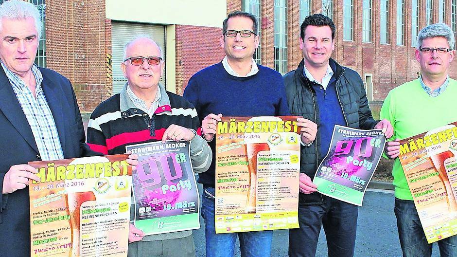 Die ASV-Schützen freuen sich auf das Märzenfest (von links): Organisator Siegfried Gaubitz, Präsident Willi Stennes, Vize-Präsident Bernt Lücke, Organisator Jens Schiefer und Geschäftsführer Michael Tenberken.