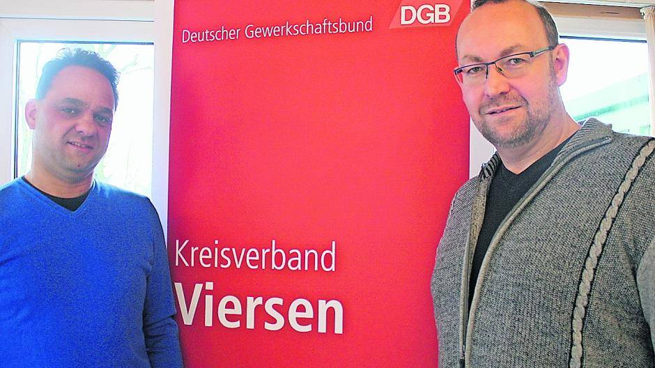  Thomas Ziegler, Gewerkschafssekretär des DGB (l.), und Thomas Högel, neuer DGB-Kreisverbandsvorsitzender, stellten die neuen DGB-Aktionen für den Kreis Viersen vor. 