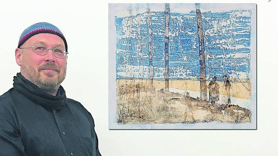 Der Künstler Andreas Jansky wohnt in Anrath. Hier zeigt er eine für ihn typische abstrahierende Arbeit.