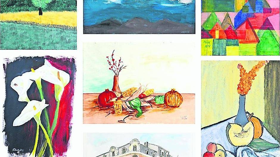 Das Titelbild der Einladung mit zahlreichen Kunstwerken.