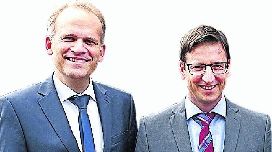  Bürgermeister Christian Wagner (links) und Wirtschaftsförderer Hans-Willi Pergens. 