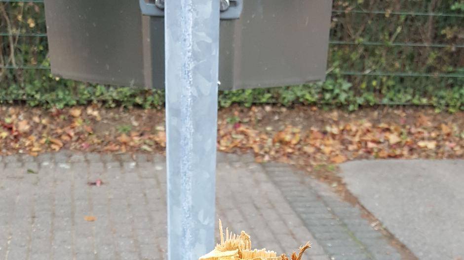  Wie beim ersten Fall an der Gesamtschule wurde offenbar auch diesmal auf den Baumstumpf eingehackt. 