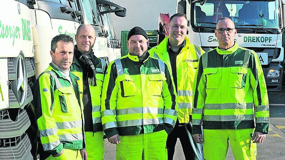 Die Drekopf-Fachkräfte von heute (von links): Velson Berisha, Michael Resing, Thomas Buddewig, Udo Schwarz und Guido Vischer.
