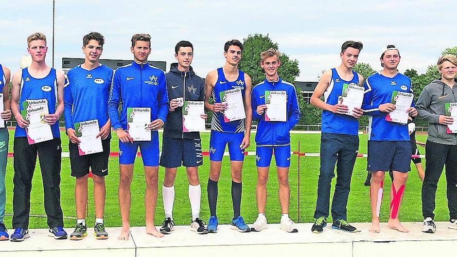  Das U18-Zehnkampf-Team wurde beim Wettkampf in Lage sensationell NRW-Meister 2018.  