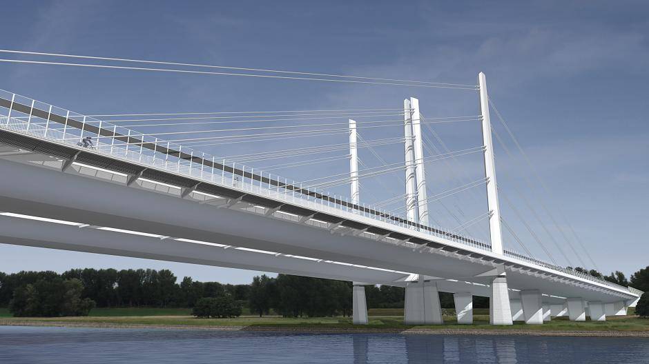  So soll der Ersatzneubau der Rheinbrücke Neuenkamp vom Ufer aus aussehen. 