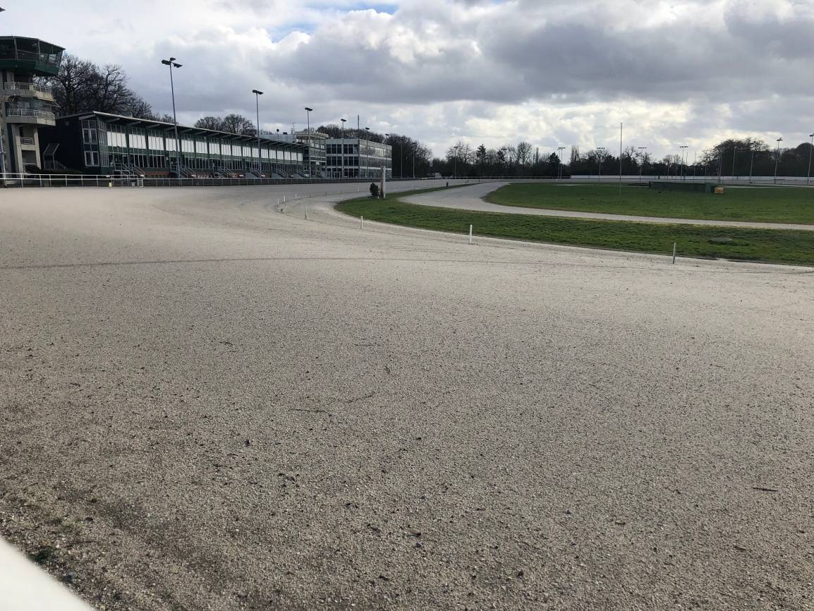 Noch drehen auf der Rennbahn Pferde und Jockeys von Zeit zu Zeit ihre Runden. In Zukunft wird hier gewohnt.