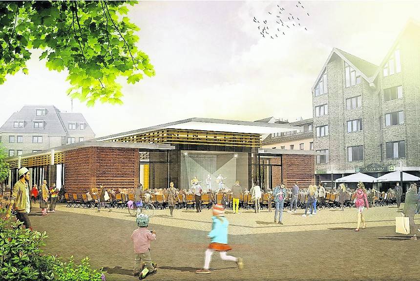 Auf dem Kapuzinerplatz soll in Kürze der Bau der neuen Markthalle beginnen. Grafik: Otten Architekten