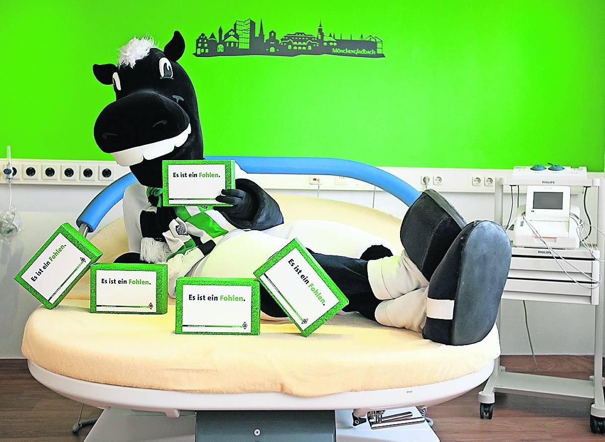 Jünter was here. Kerstin Kuttner, leitende Hebamme auf der Geburtshilfestation, hat schon viel erlebt im Borussia-Kreißsaal.