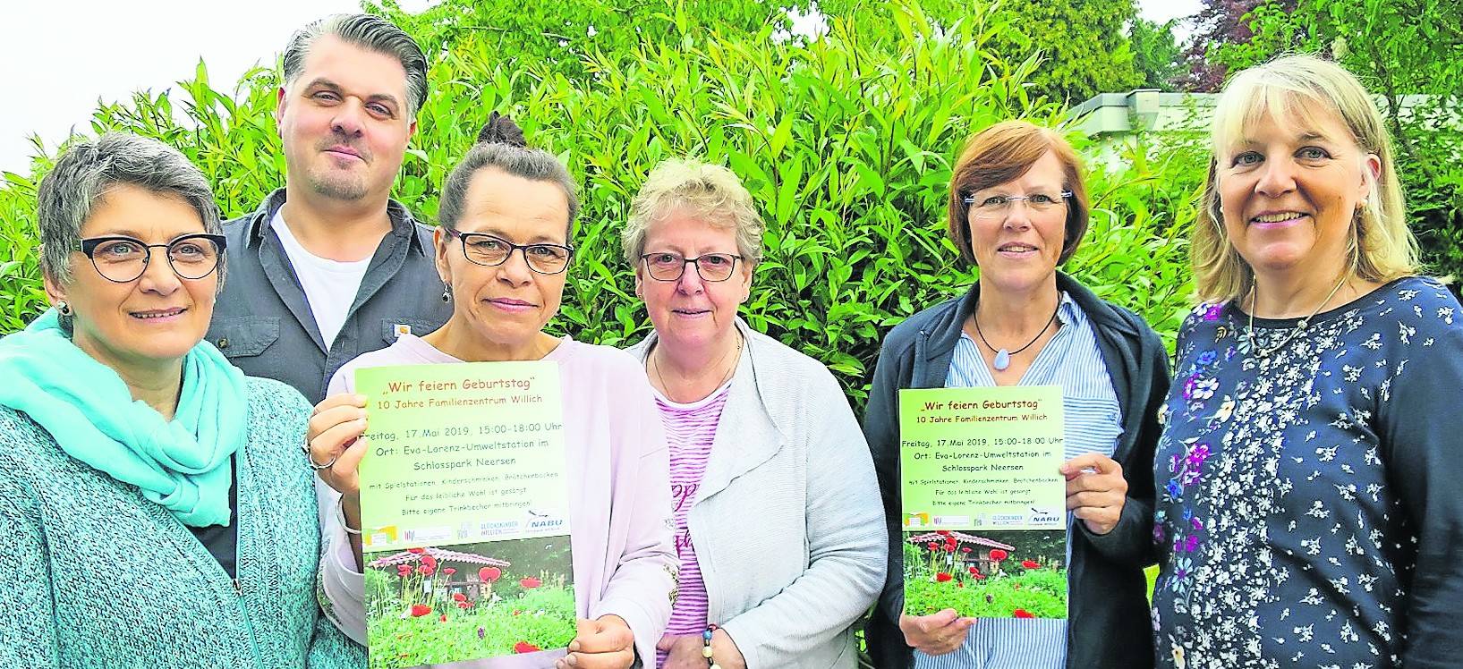 Hoffen auf viele Besucher (v.l.): Maria Pimpertz (NABU Willich), Martin Pimpertz (Glückskinder Willich), Patricia Bensch, Cornelia Koppenhagen (beide evang. Kita Willich), MonikaDax (Caritasverband) und Gabriela Braun (Städt. Kita Kantstraße).