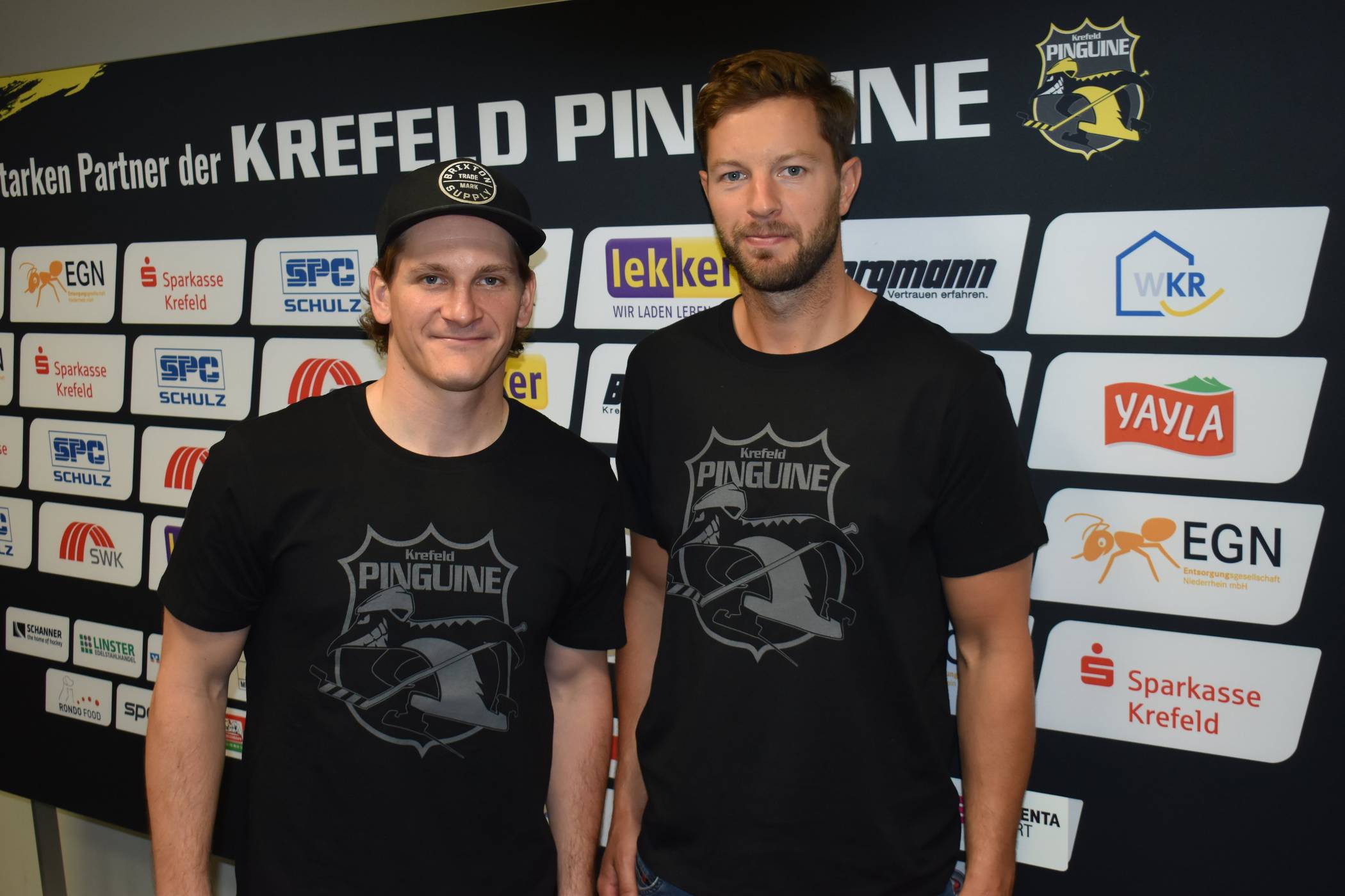 Die beiden Neuzugänge Laurin Braun (links) und Jeremy Welsh schwärmen vom Sommertraining. Auch ihre sersten Eindrücke von dem Umfeld in Krefeld sind gut, sagen sie.