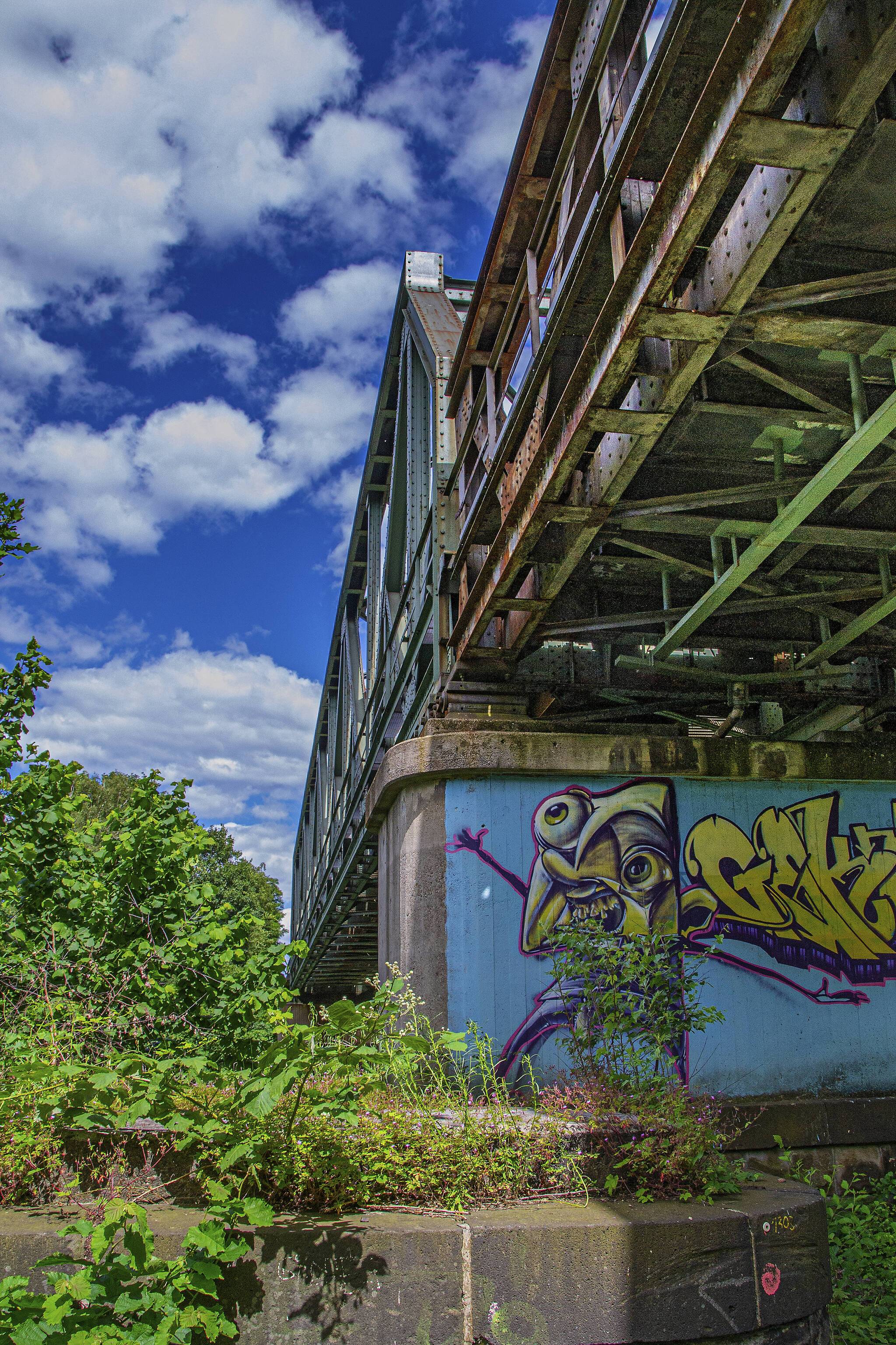 Auf den Hinweisschildern zur Industriekultur laufen die Brücken unter dem Titel...