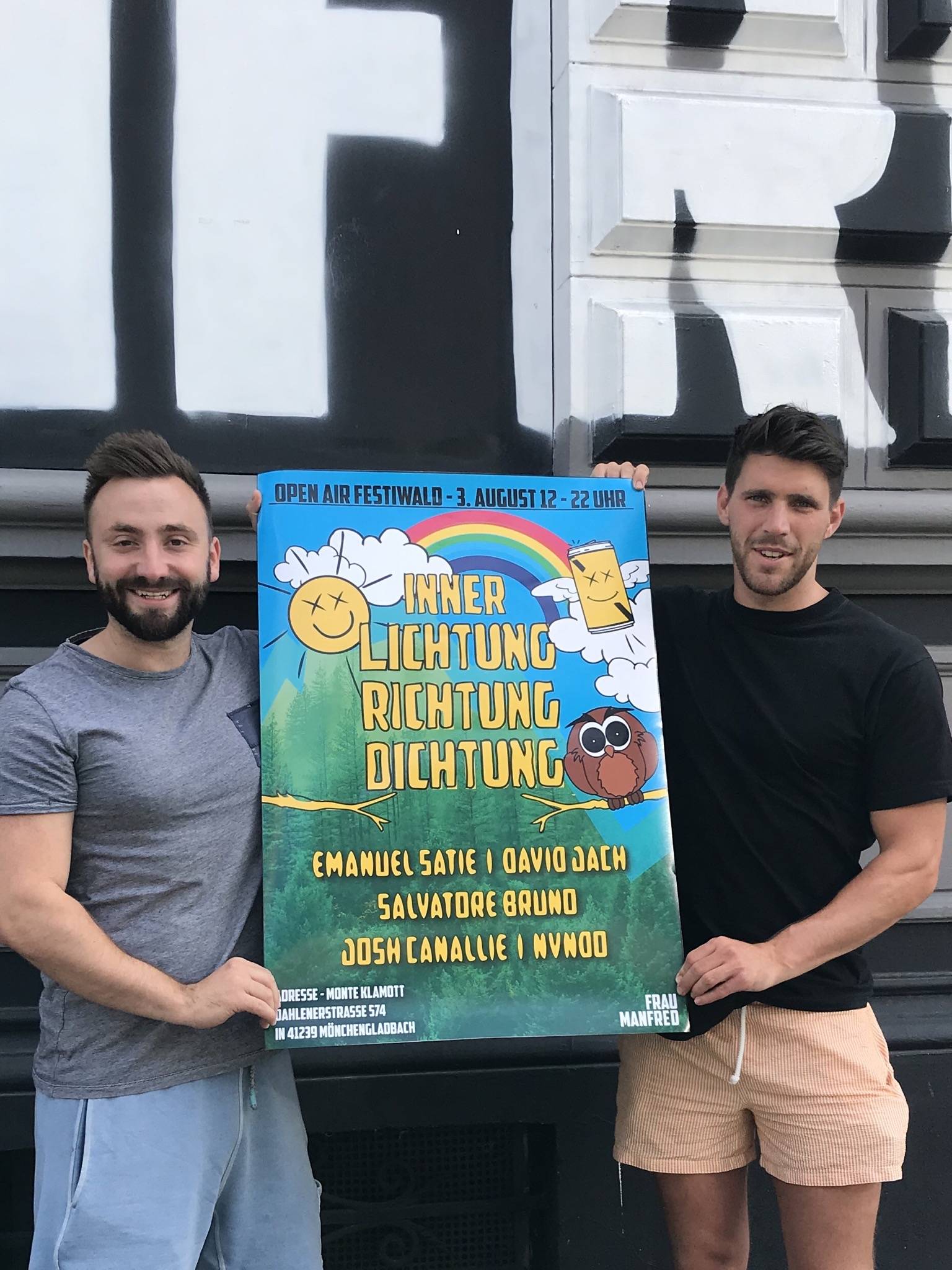  Granit Fazliu (l.) und Fabian Peukert vom Club Frau Manfred stehen hinter dem neuen Festival „Inner Lichtung Richtung Dichtung“. 