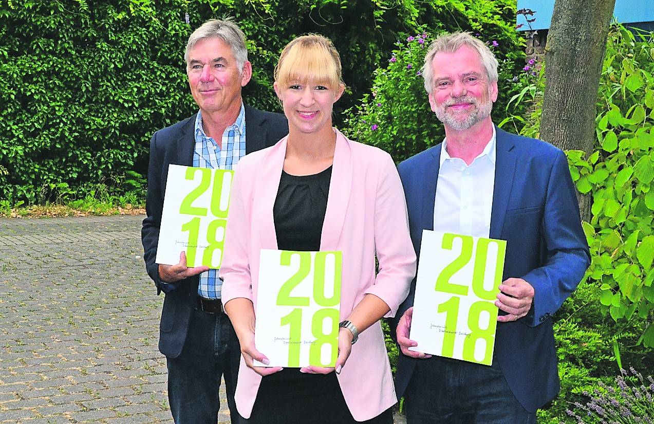  Stellten den neuen Geschäftsbericht vor: Roland Meier, Svenja Lippka und Geschäftsführer Udo Horwat (vl) 