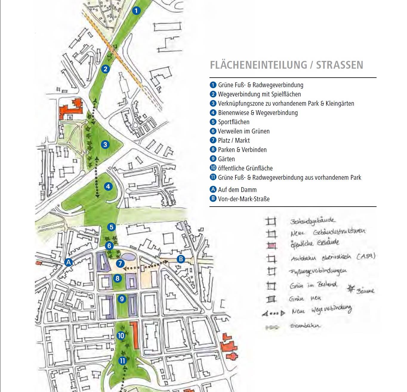 Viel Grün soll die Spaltung Meiderichs schließen. Grafik: Stadt DU