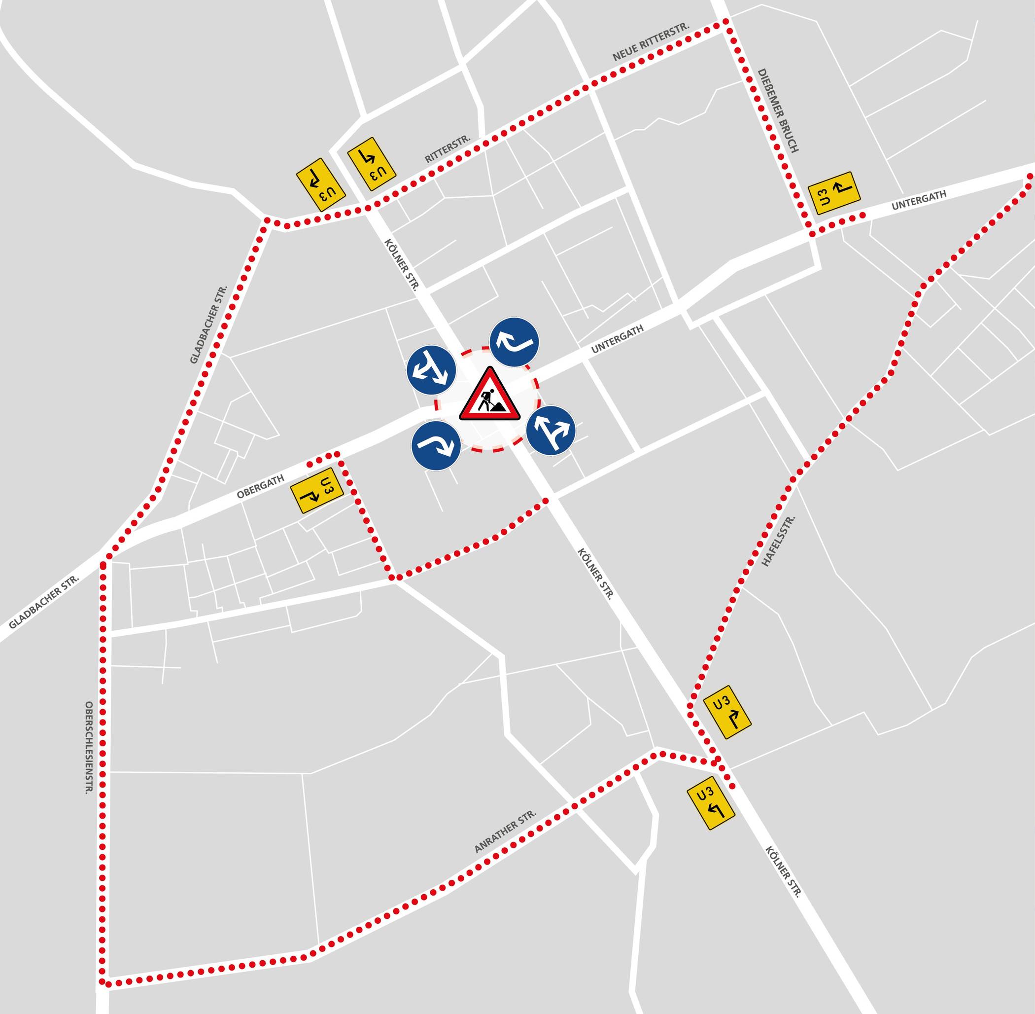 Gleisbauarbeiten an der Kreuzung Kölner Straße/Gath