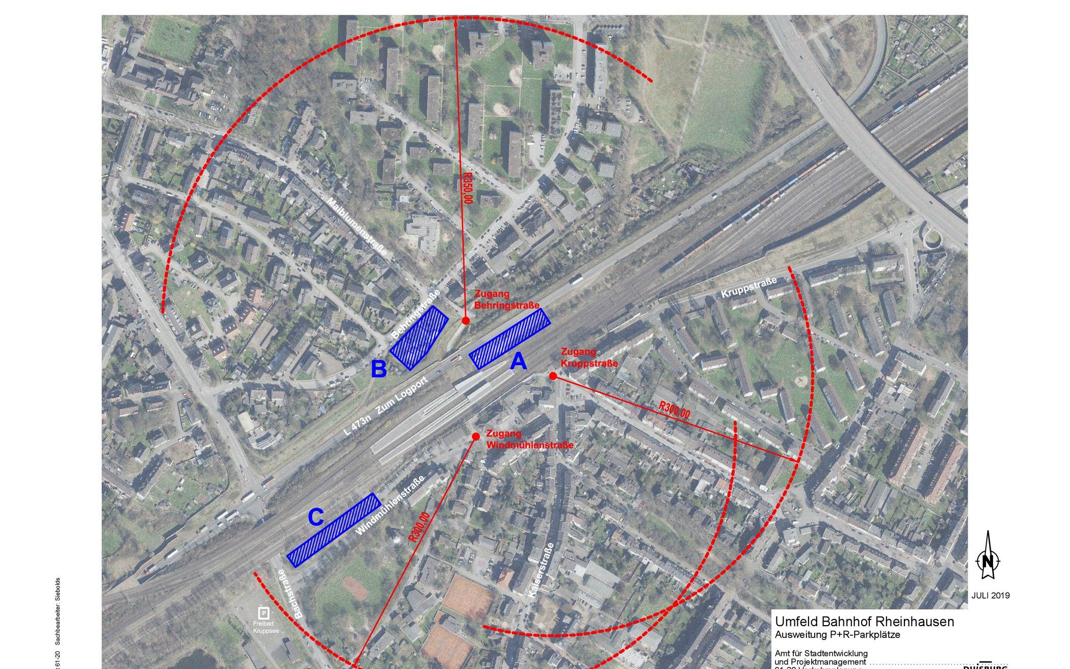 Die blau markierten Flächen wurden als