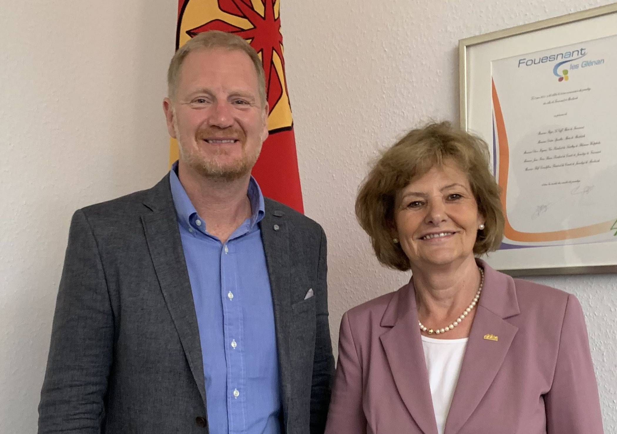 Bürgermeisterin Angelika Mielke-Westerlage begrüßte den neuen Realschulleiter Dirk Busche zu einem ersten Austausch im Erwin-Heerich-Haus.