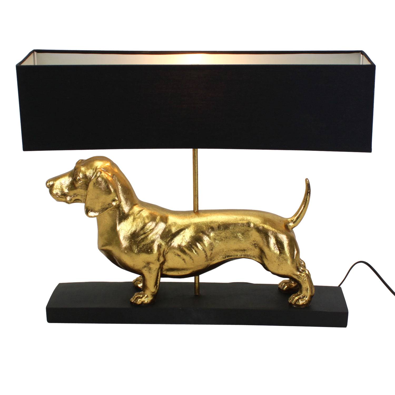  Deko Trends für den Winter: Trend Black + Gold: Dackelleuchte für 129 Euro. 