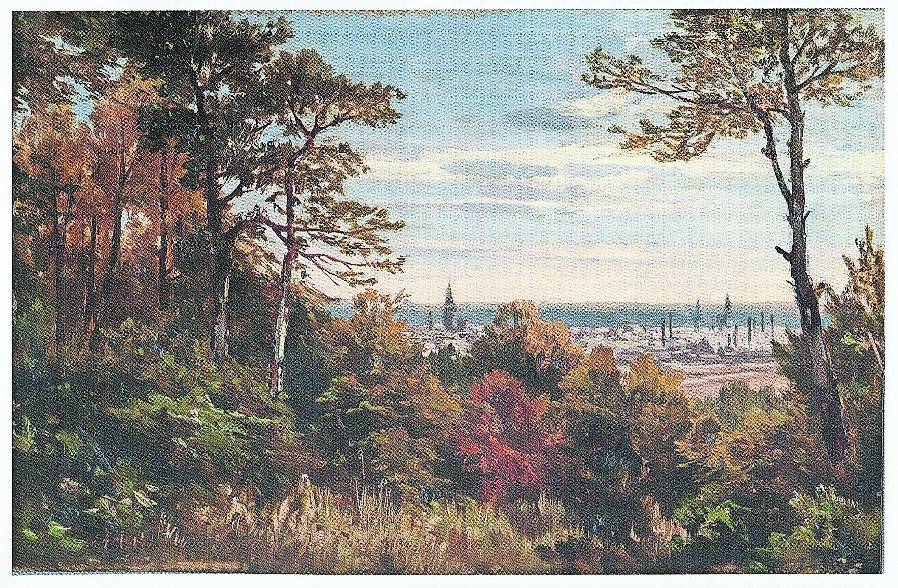 Friedrich Wilhelm Schreiner: Doppelblick vom Hohen Busch. 1897. Öl auf Holz.