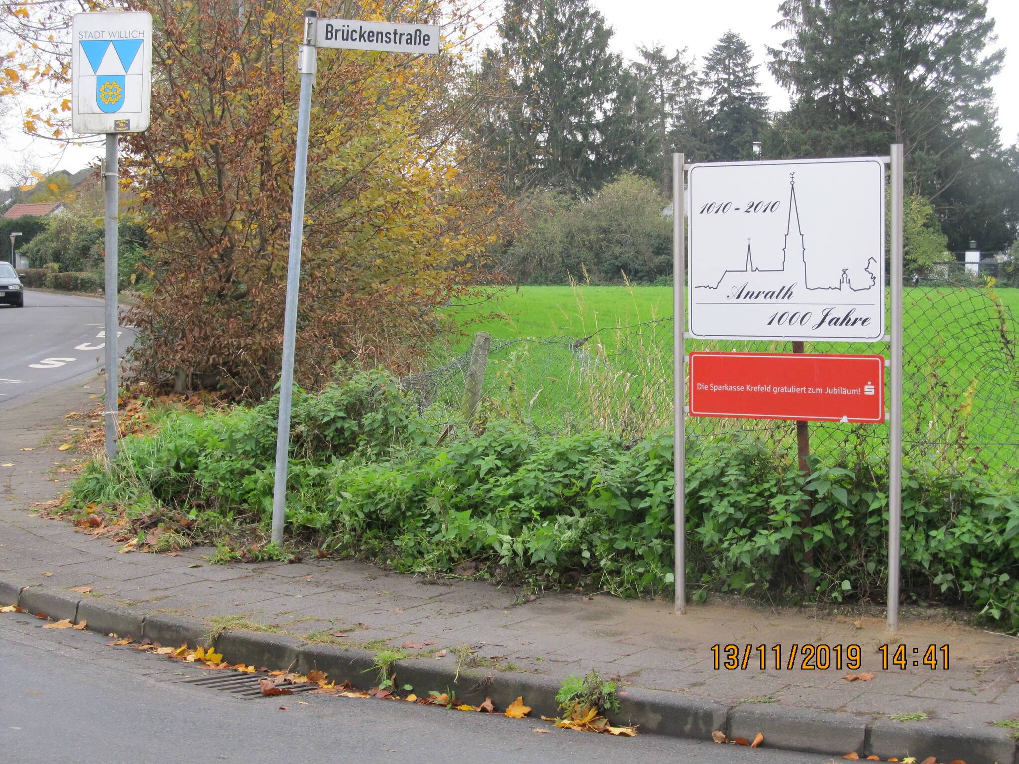 Wieder wurde ein Schild in Anrath gestohlen. Foto. Bürgerverein Anrath