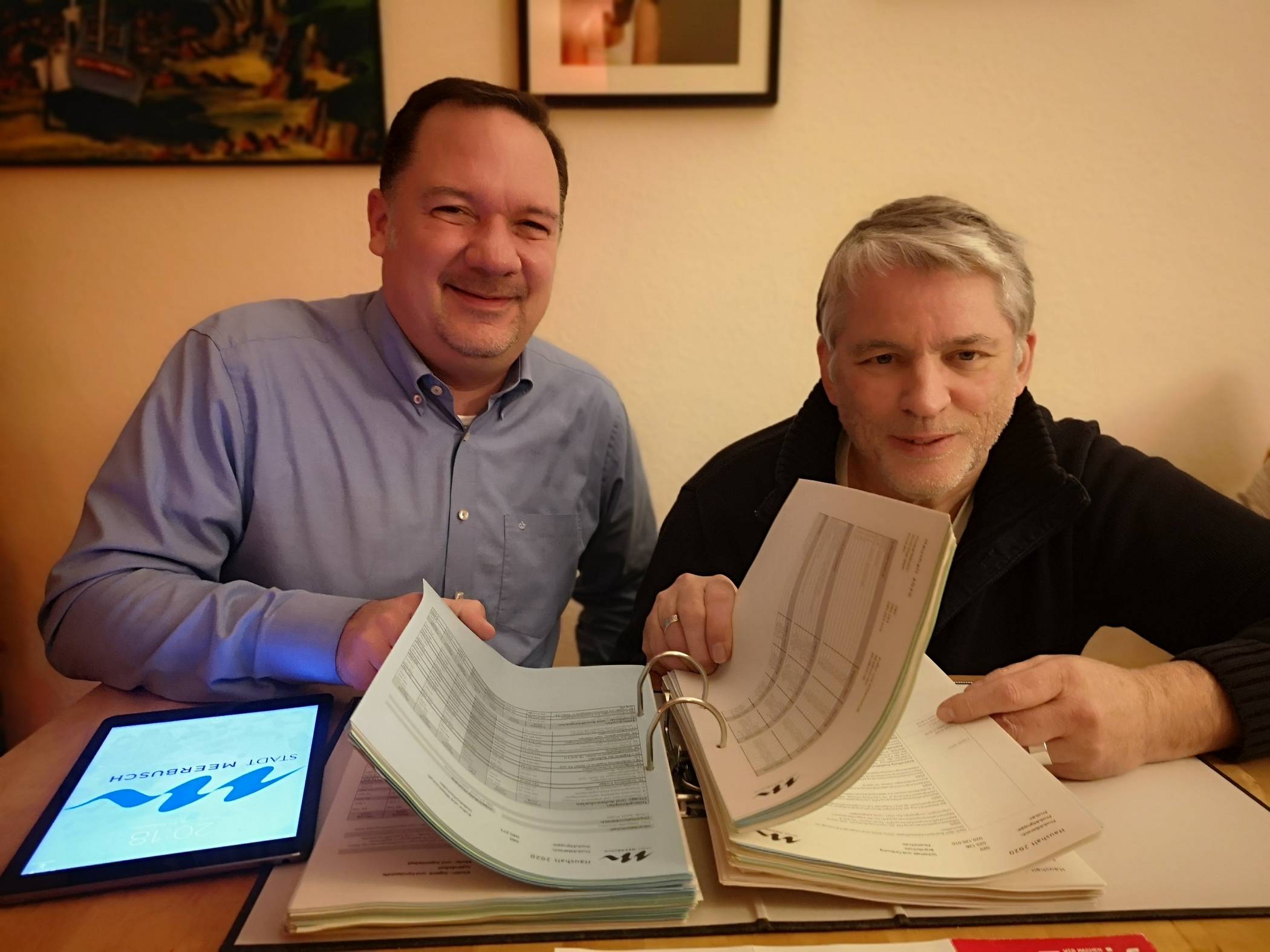 Jürgen Peters und Joris Mocka vom Vorstand der Grünen in Meerbusch haben jetzt die Ideen der Grünen für den Haushalt 2020 vorgestellt.