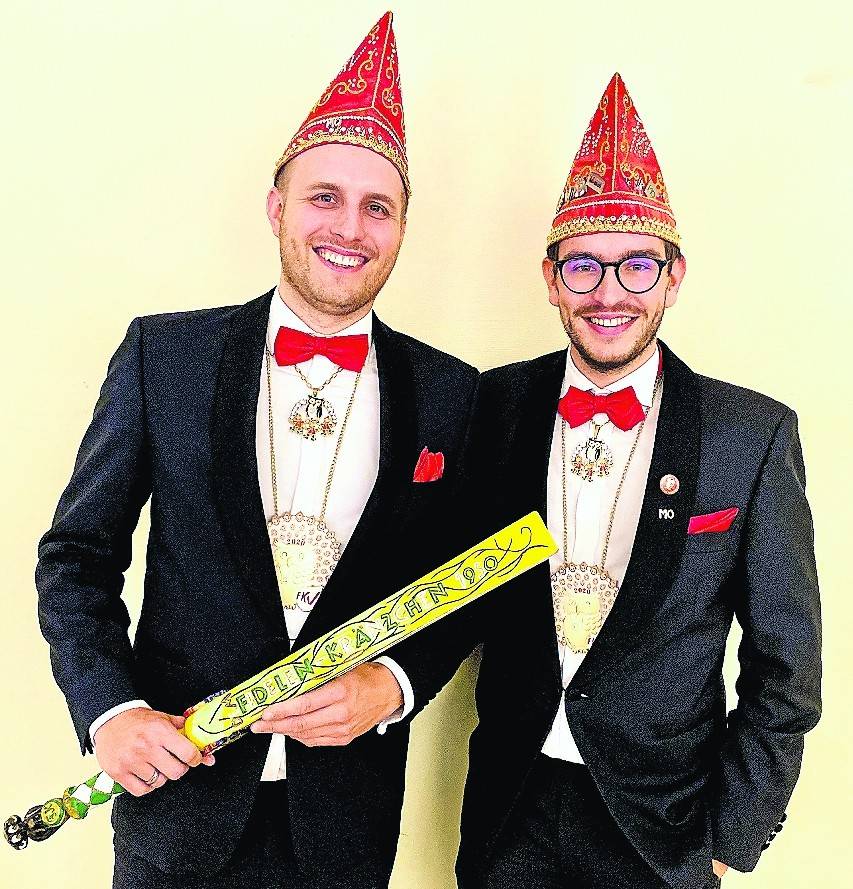 Sie sind das neue Sitzungspräsidenten-Duo des Fidelen Kränzchens: Niels Hüneburg (l.), der bereits vor drei Jahren auf die Kränzchenbühne trat und der neue Mann an der Spitze Maximilian Koehl.
