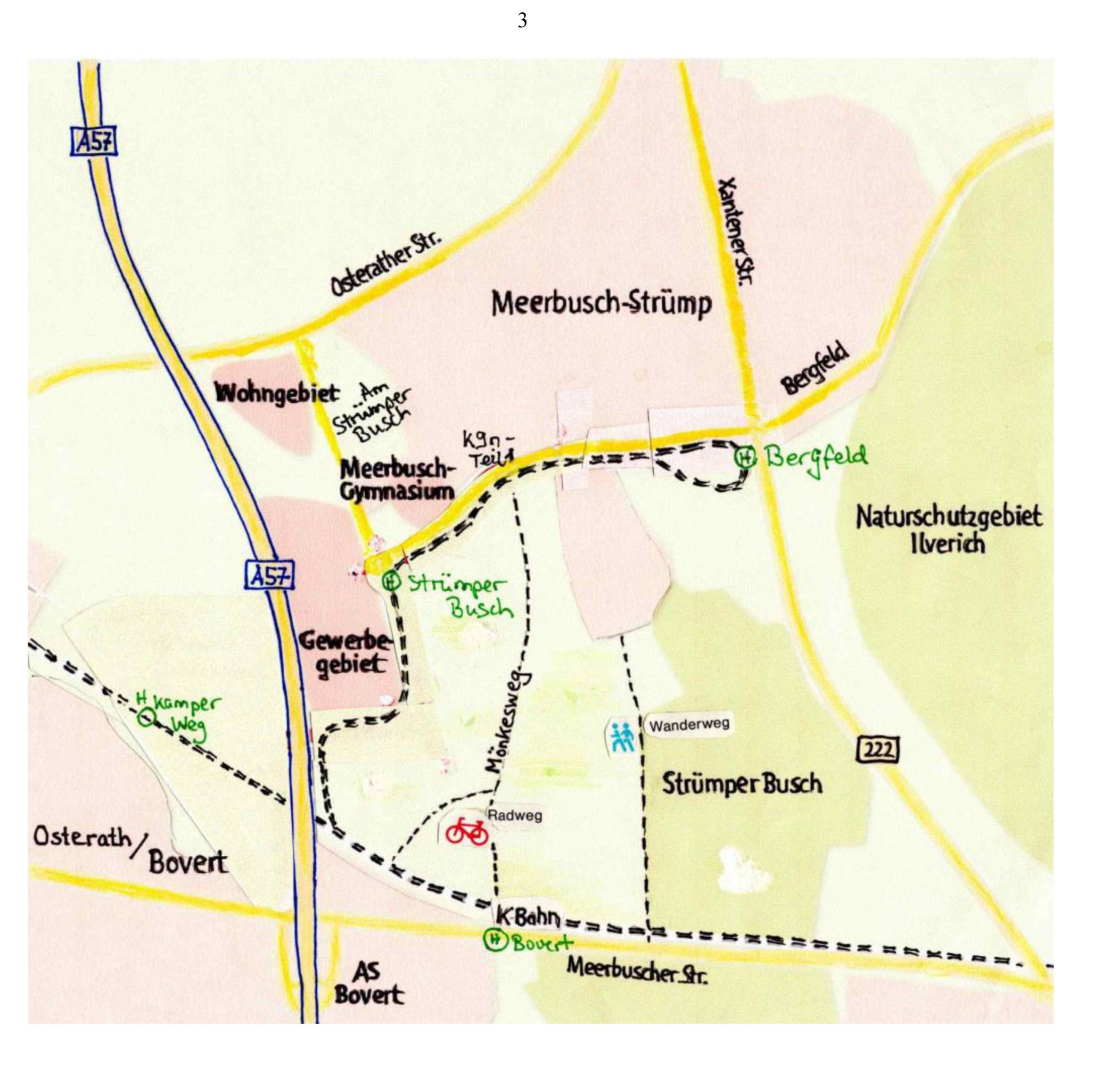  So stellt sich der BUND Meerbusch eine mögliche neue Straßenbahnlinie in Strümp vor. 