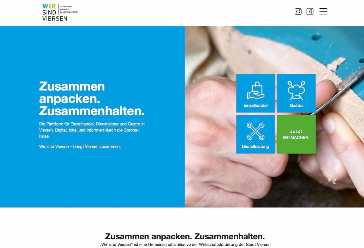 Die Homepage www.wirsindviersen.de.