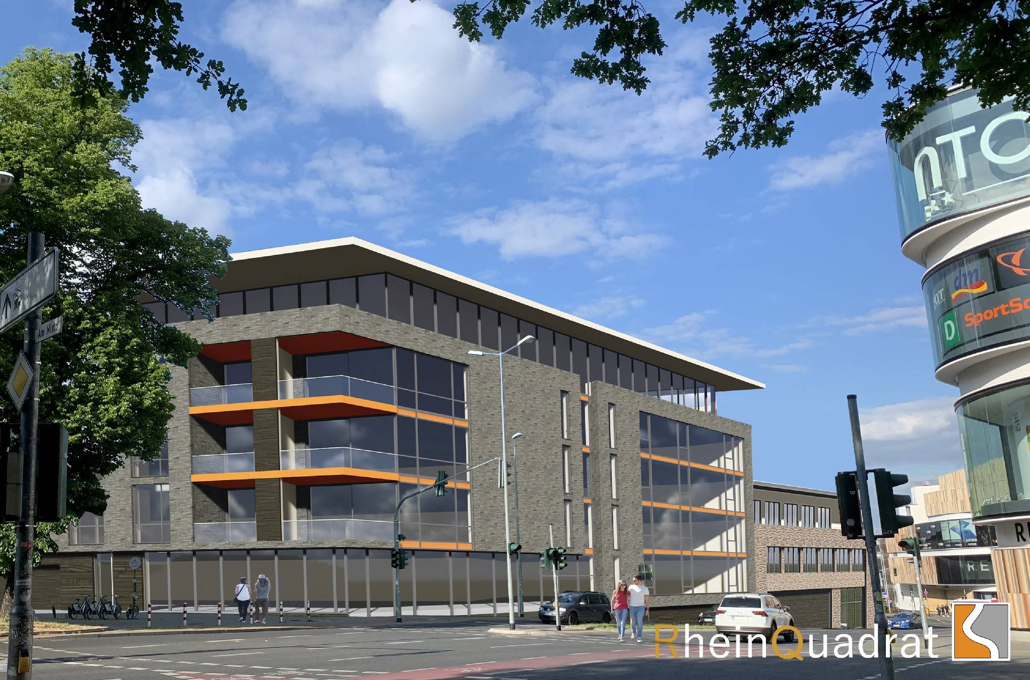 Visualisierungen des Neubauprojektes in unmittelbarer Nachbarschaft zum Minto.Grafik: RheinQuadrat