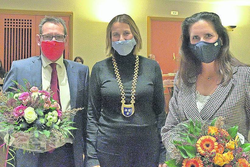 Bürgermeisterin Sabine Anemüller (Mitte) mit ihrer Stellvertreterin Simone Gartz und ihrem Stellvertreter Michael Lambertz.
