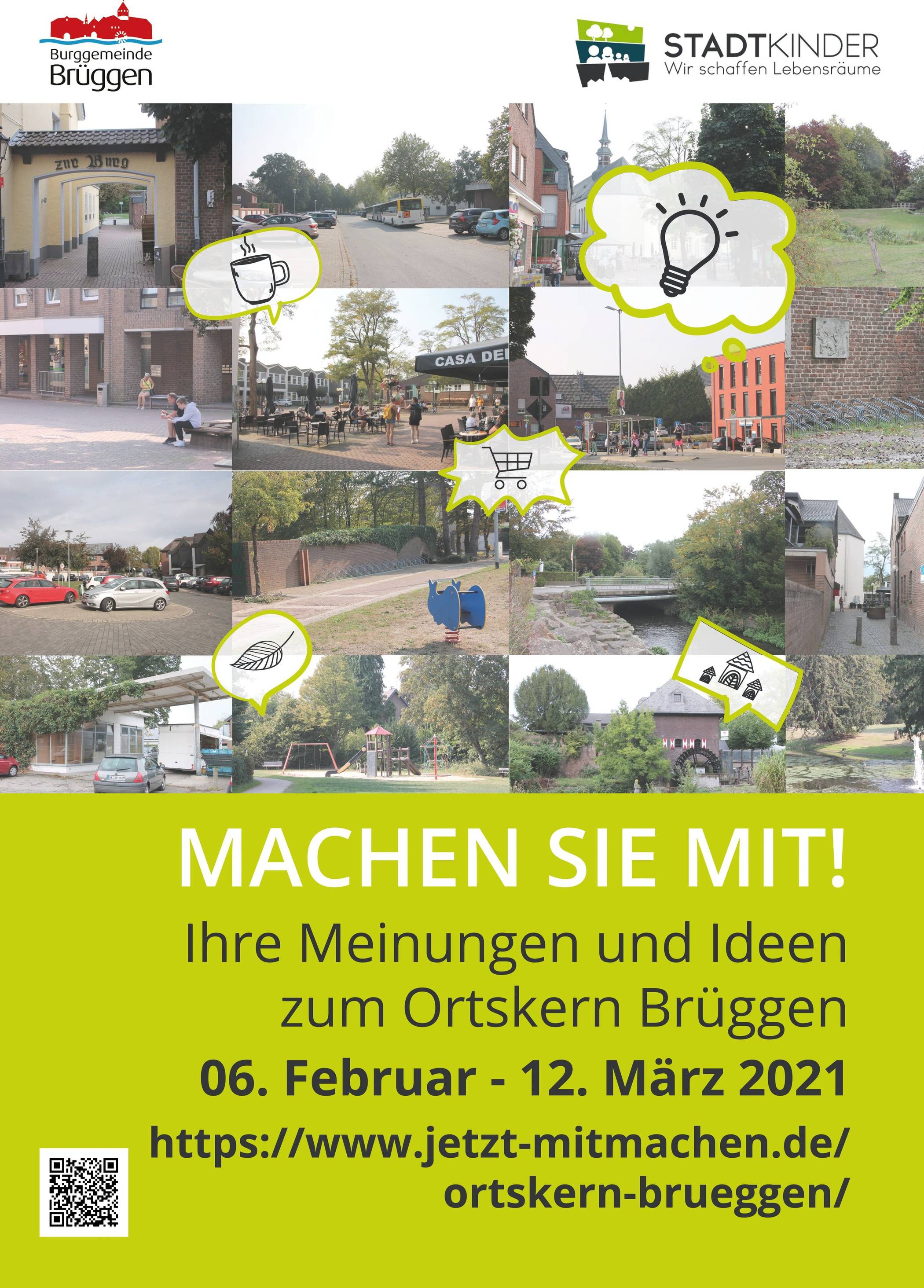 Die Burggemeinde Brüggen ruft ihre Bürger - groß und klein - dazu auf, ihre Wünsche für Verbesserungen des Ortskerns mitzuteilen.